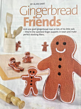 KNITTING PATTERN Alan Dart gingerbread friends walking puppet and finger puppets