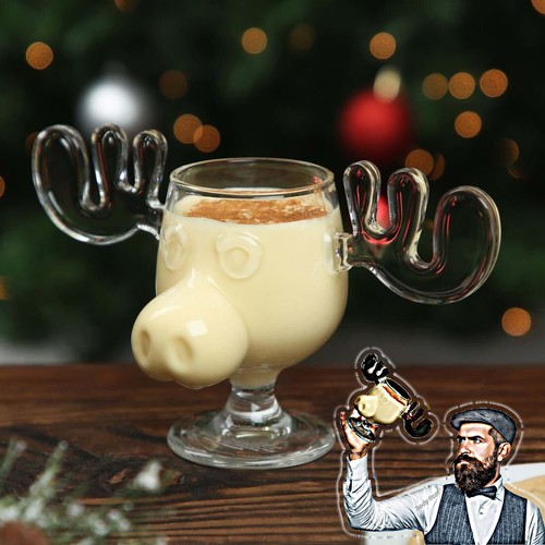 Christmas moose glass mug - christmas,