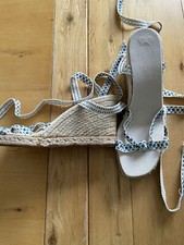 ANYA HINDMARCH DESIGNER TIGI BLUE CROSS STITCH ESPADRILLE SHOES UK8/41 - UNWORN