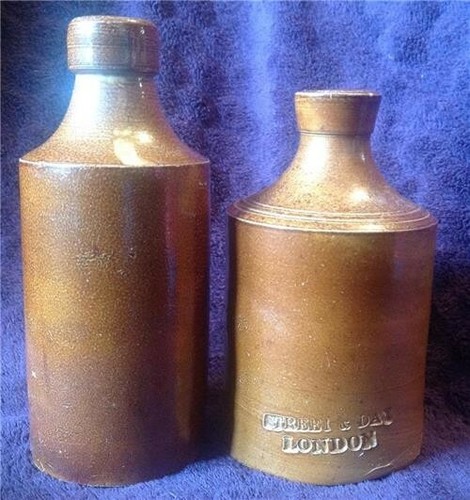 Antique stone bottles brown - bottles,