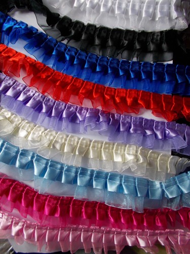 Satin ribbon over pleat - satin,