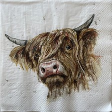 2 x luncheon paper napkins for decoupage Farmfriends Galloway Highland Cow
