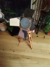 VINTAGE STYLE THEATRICAL FILM SPOTLIGHT; DIRECTORS LIGHT TRIPOD  SILVER.