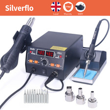 750W 2 in 1 Digital Soldering Iron Station Hot Air Gun Desoldering Rework LED Uk