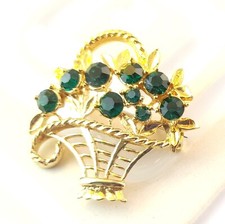 Vintage Floral Basket Brooch
