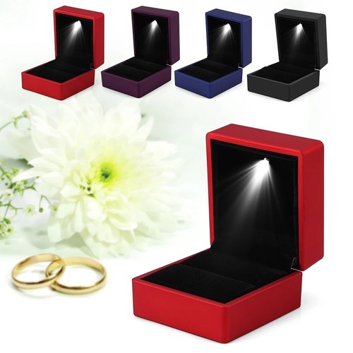 Black led light ring box - black,