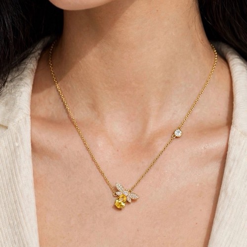 Gold plated bee crystal - gold,