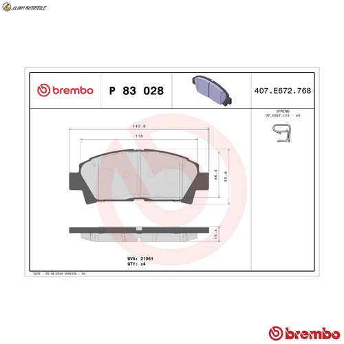 Brake pad set disc - set, p