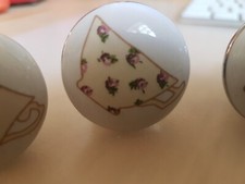 3 Laura Ashley ceramic drawer pull with Tcup design