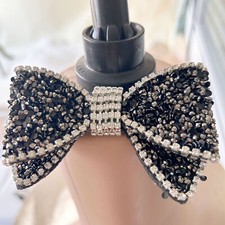 Black Beaded Bowtie Rhinestone