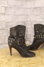 BLACK LEATHER STILETTO HIGH