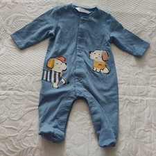 MAYORAL BNWOT BABYGROW BOY 0 - 1 MONTHS 55cm Blue with Dog Motifs