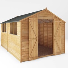 12x8 WOODEN GARDEN SHED APEX ROOF FELT WINDOW FLOOR DOUBLE DOOR STORAGE 12ft 8ft