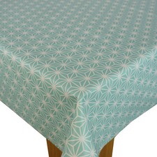 Duck egg Geometric Triangle PVC Vinyl Wipe Clean Oilcloth Tablecloth