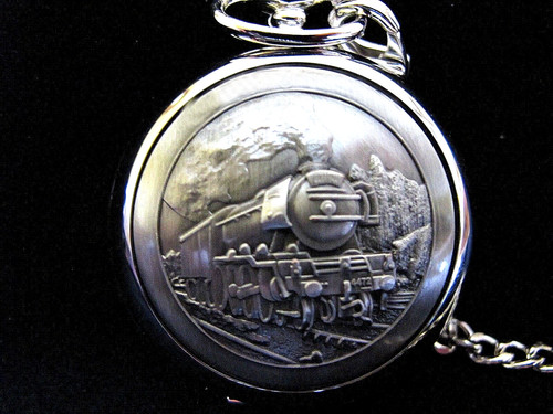 Steam train pocket watch - pocket,