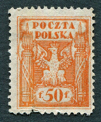 Poland 1922 50f red - poland, red-orange