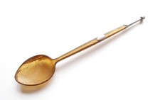 Vintage / Antique Scottish Horn Spoon with Silver End Cap and Monogram Shield