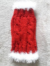 10" long Hand-knitted Christmas Dog Jumper. Gift Idea. Can make to measure.