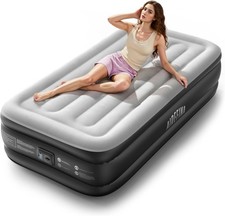 Single Overnight Guest Airbed Inflatable Air Mattress Built-in Electric Pump