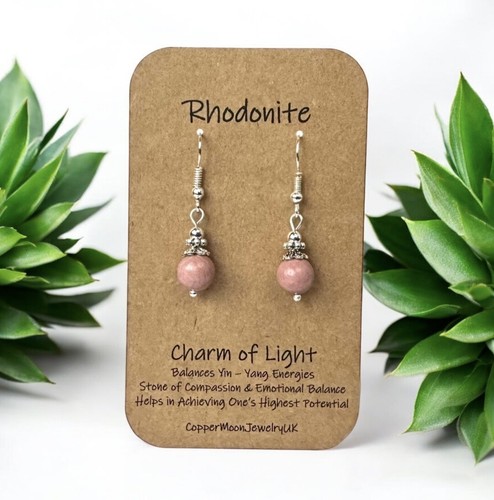 Rhodonite earrings 925 - rhodonite,