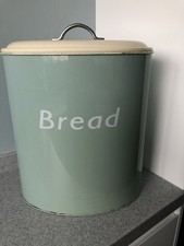 Vintage Ethos Metal Bread Bin Green & Cream  Retro Colours