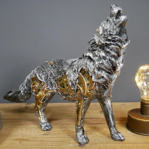Steampunk wolf resin - steampunk, indoor