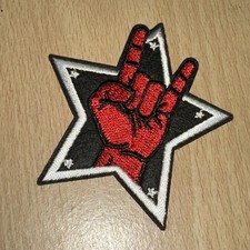 SOSJams Sew Iron On Patch Red Hand 🤘 Metal Music Rock Band Patches
