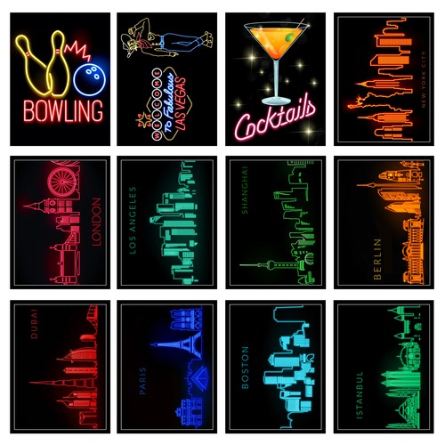 Neon prints retro metal - prints,