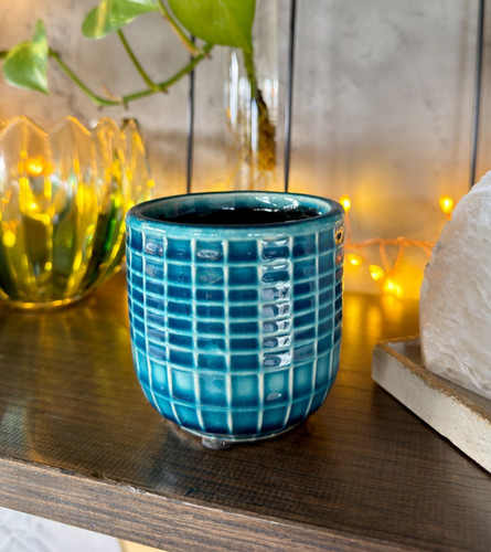 Mini turquoise blue patterned - blue,