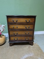 Vintage Chest Of Drawers Antique Reproduction Inlaid Mahogany Serpentine Front 