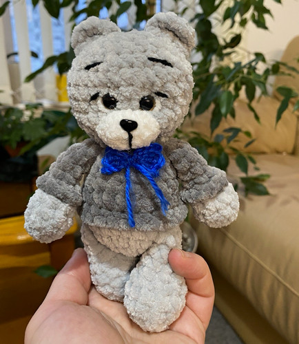 Grey white plush teddy - grey,