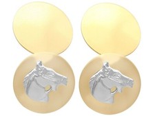 18ct Yellow Gold & 18Carat White Gold Horse Cufflinks Vintage Circa 1970