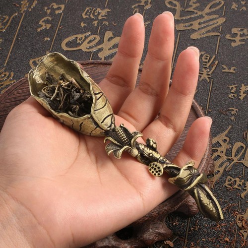 Tea scoop brass - brass, lotus