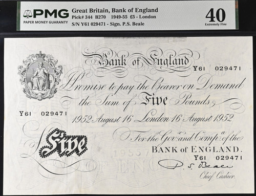 White five pound note - five,