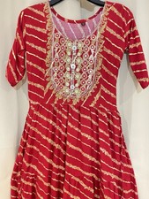 Brand new red/gold anarkali size small dress with string tassels on the side