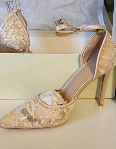 Ivory lace pointed toe - pointed, ankle