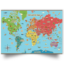 World Map Poster Kids Animal