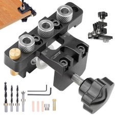 3in1 Doweling Jig Pocket Hole Jig Kit Wood Vertical Drilling Detachable Locator