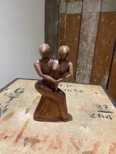Vintage Hand Carved Wooden Dancing Couple Sculpture Statue Abstract Art