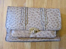 Ostrich Skin Crown Genuine vintage ladies Clutch / shoulder bag  