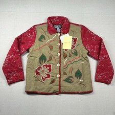 Indigo Moon Jacket Womens M Embroidered Boho Patchword Quilted QVC India Shacket