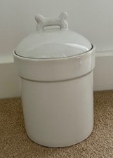 White Ceramic Dog Treat Storage Biscuit Jar New In Original Box