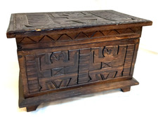 Ethnic Hand Carved Decorative Box Hinged Wooden Storage Keepsake Handmade 30x20