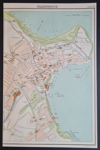 Antique 1898 map town - -, plan