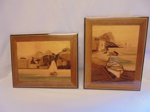 Vintage pair inlaid - pair, italian