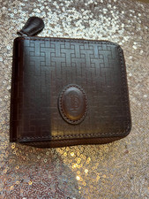 TED BAKER Wallet Leather Mens Brown Zip Around Coins Card Notes Holder T Print