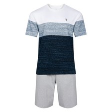 Mens Short Pyjama Set Ex-Next Block T Shirt Shorts S-XXL Sleep Lounge Night Wear