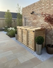 Standalone Wooden Triple Wheelie Bin Storage with back – Handmade in the UK