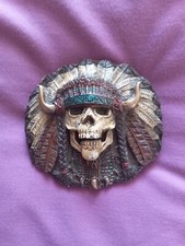 Vintage Bergamot Indian Chief Headdress Metal Belt Buckle 1994