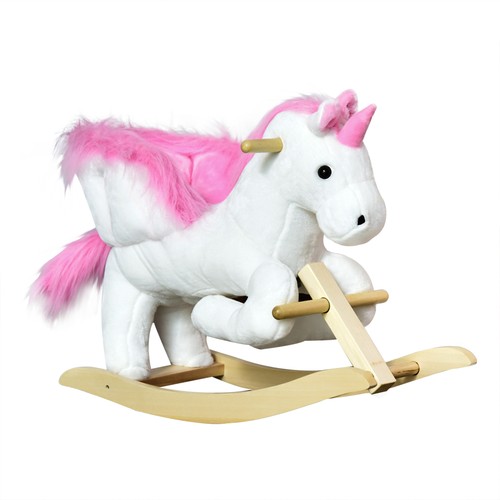 Homcom kids wooden ride - wooden, on